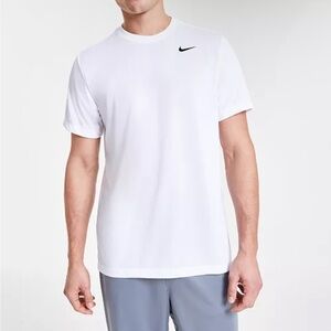 Nike White Short Sleeve Crew T-Shirt with Black Swoosh Women or Men Unisex